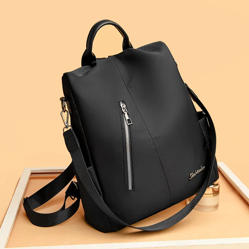 Anti-theft Women's Backpack with Diagonal Zipper