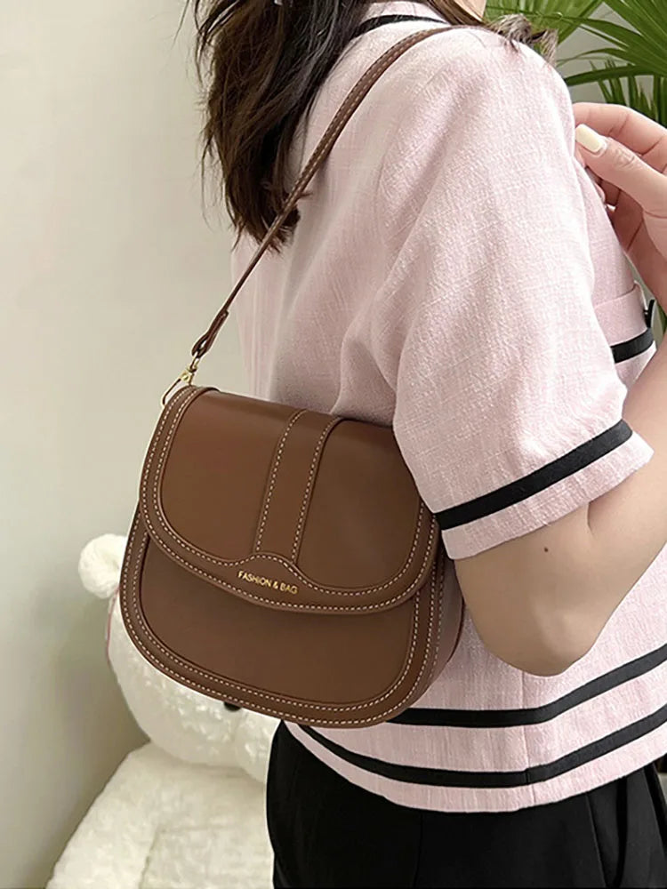 Women's Shoulder Bag Flap Crossbody Bags Contrast Pu Leather
