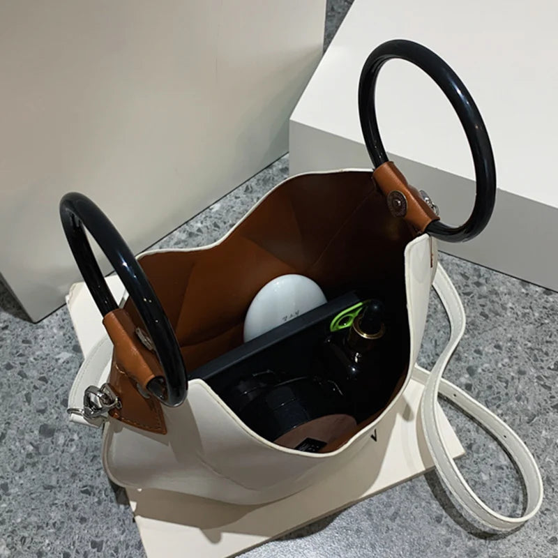 Women's String Bucket Bags Small Totes Clutch Purse Handbag