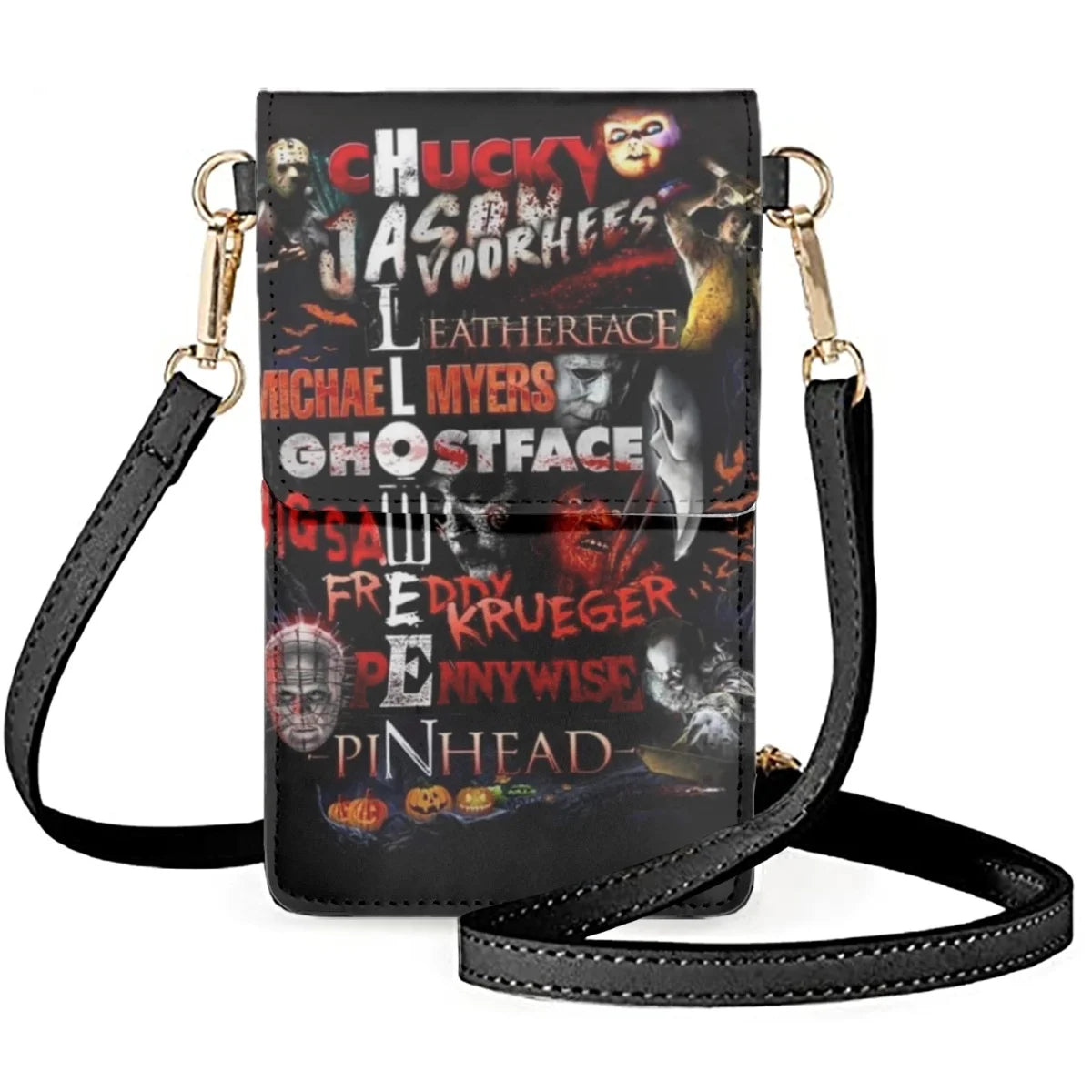 Horror Devil Clown Phone Shoulder Bag Multi-layer Pocket