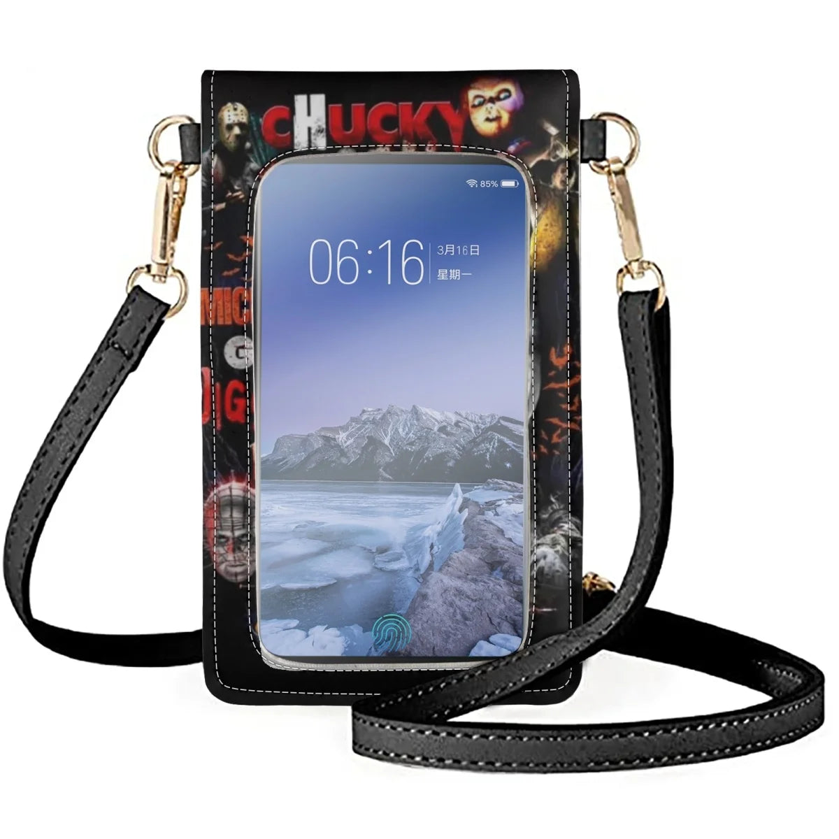 Horror Devil Clown Phone Shoulder Bag Multi-layer Pocket