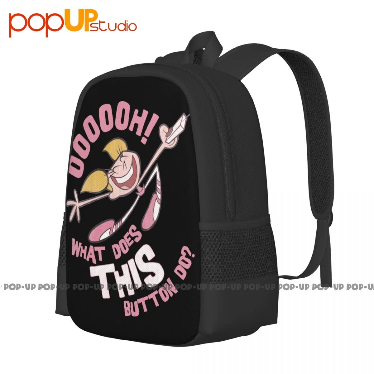 Dexters Laboratory Cartoon Dee Dee Button Backpack Large Capacity