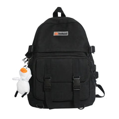 Diagonal Zipper Solid Teens Backpack Double Pocket Couple College