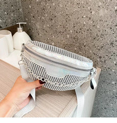 Diamond Crossbody Bags for Women Fanny Waist Bag Casual Zipper Chest Phone Pack