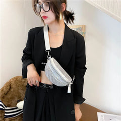 Diamond Crossbody Bags for Women Fanny Waist Bag Casual Zipper Chest Phone Pack