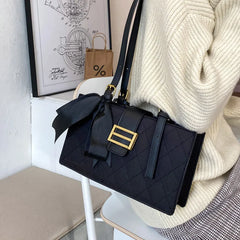 Diamond Grain Women Shoulder Bag Bow Embroidery Ladies Handbags
