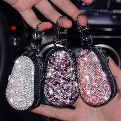 Diamond Inlaid Key Bag Car Key Leather Case Key Holder