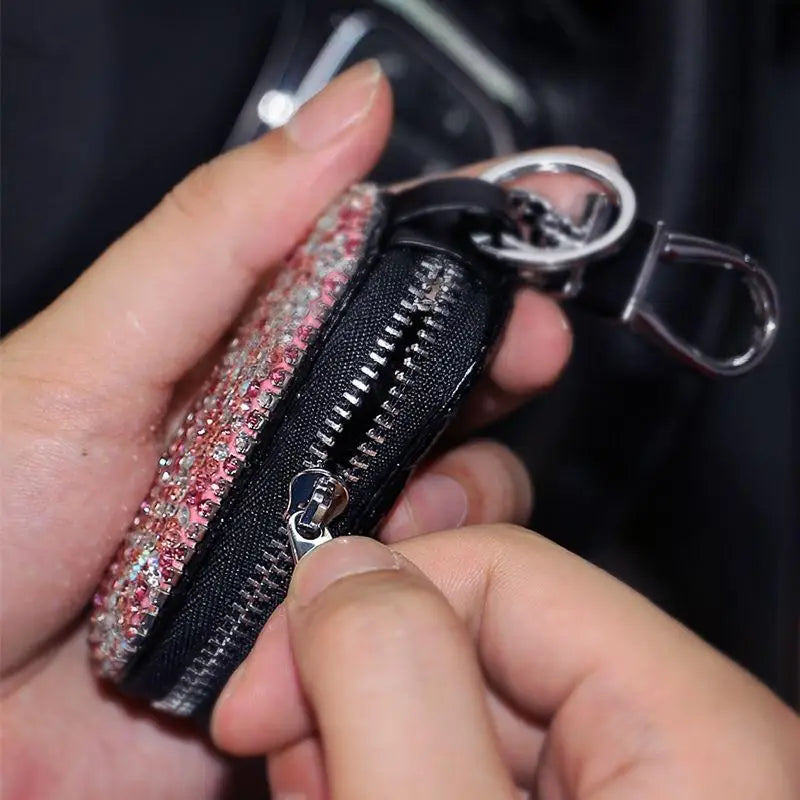 Diamond Inlaid Key Bag Car Key Leather Case Key Holder