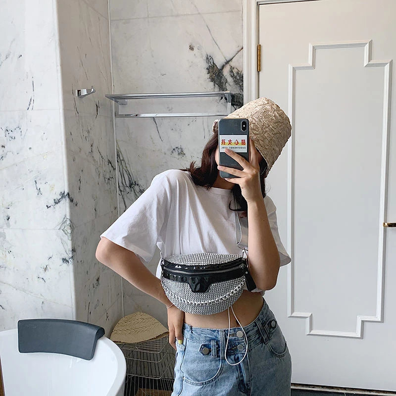 Diamond Laser Women's Waist Bag Chain Fanny Pack Shoulder Crossbody Chest Bags