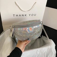 Diamond Laser Women's Waist Bag Chain Fanny Pack Shoulder Crossbody Chest Bags
