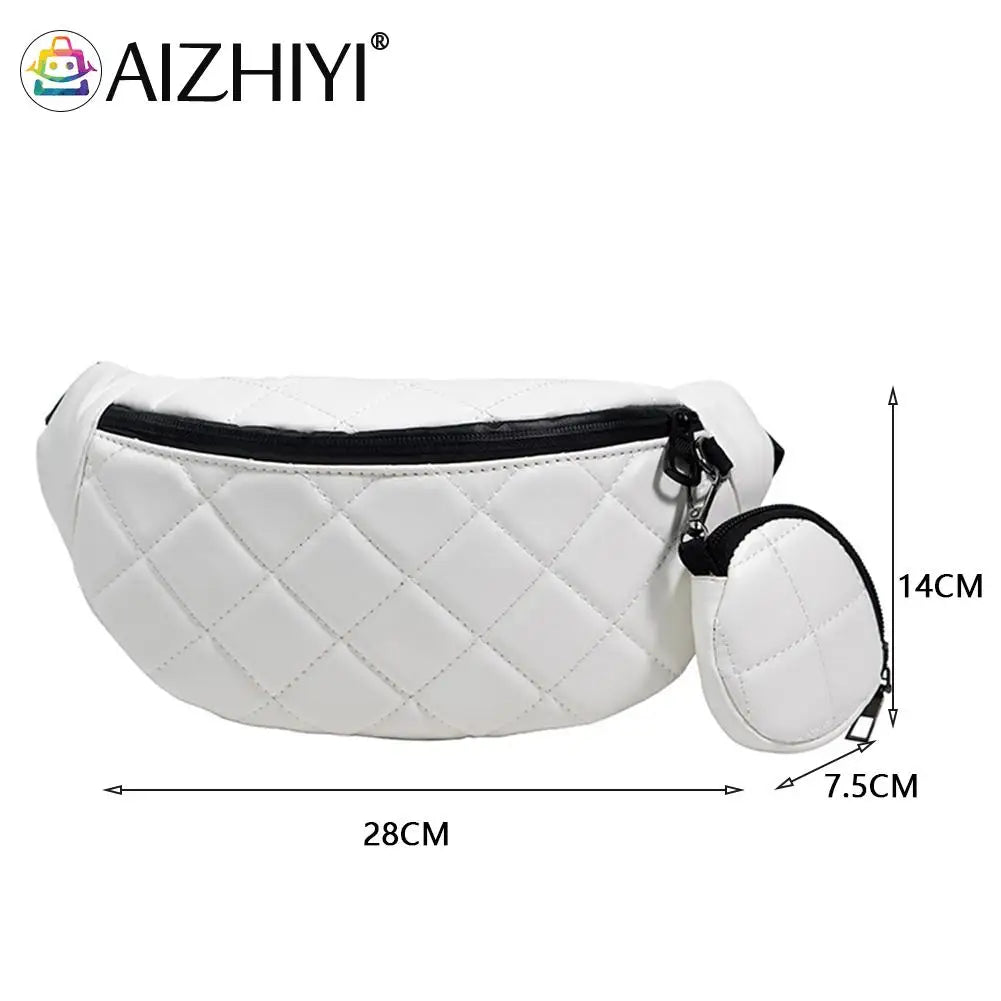 Diamond Lattice Embroidery Thread Women Waist Bags Fanny Pack Female Belt Bum Ba