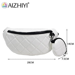 Diamond Lattice Embroidery Thread Women Waist Bags Fanny Pack Female Belt Bum Ba