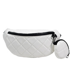 Diamond Lattice Embroidery Thread Women Waist Bags Fanny Pack Female Belt Bum Ba