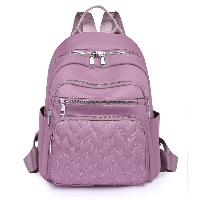 Diamond Lattice Oxford Backpacks For Women Large Capacity Female Travel Bags