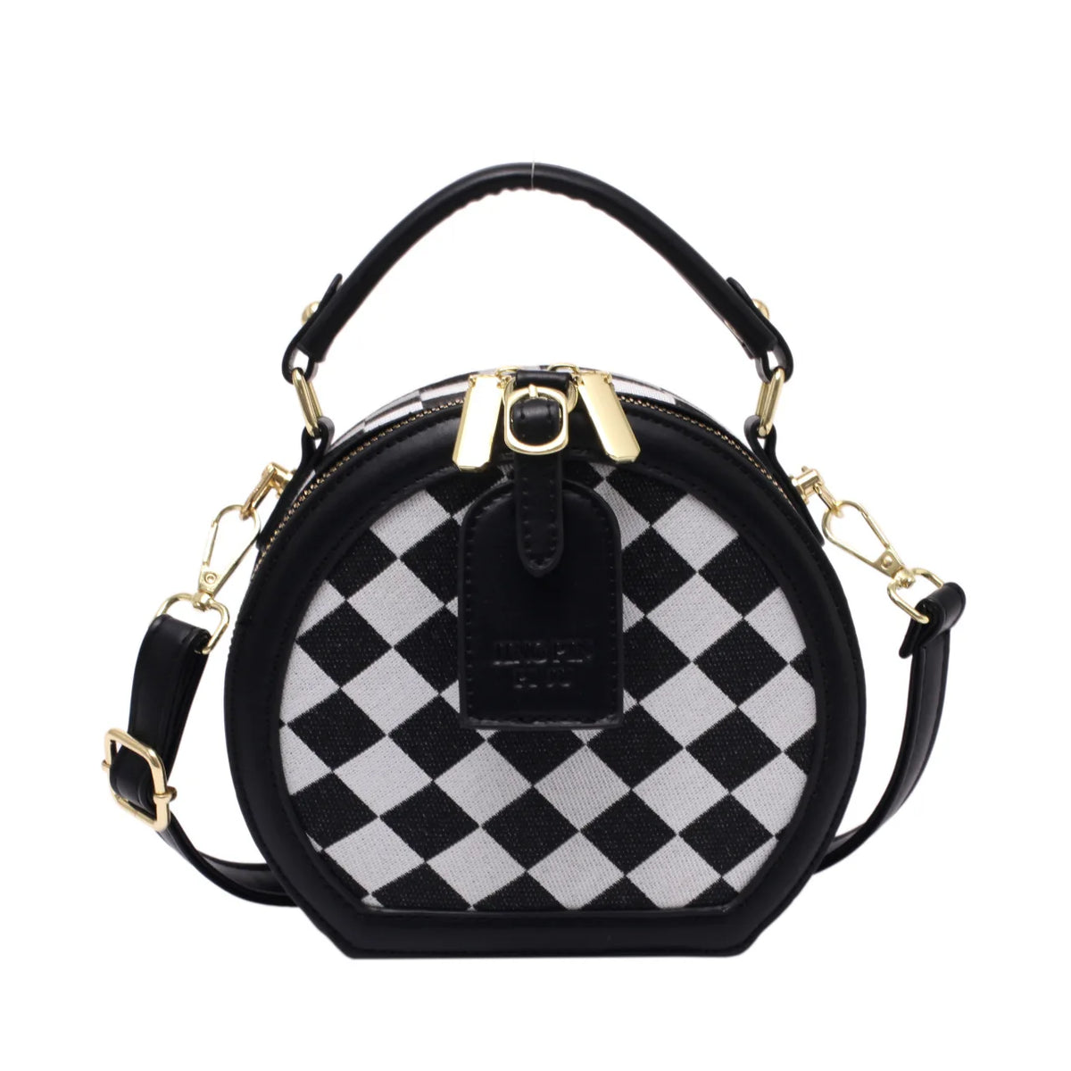 Diamond Lattice Round Small Bag Checkerboard Women's Bags Plaid Contrast Pack