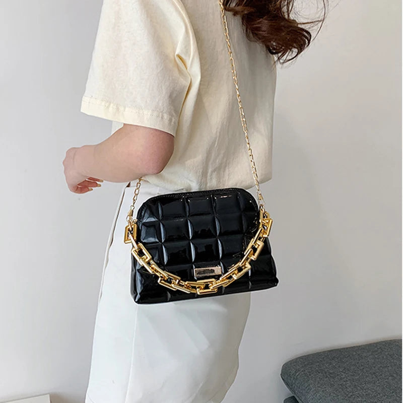 Diamond Lattice Shoulder Bag PU Leather Crossbody Handbag