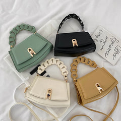 Small Saddle Crossbody Bag Lock Chain Flap Messenger Bag