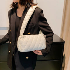 Diamond Lattice Women Shoulder Bag Cotton Padded Crossbody Bag