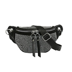 Diamond Leather Female Belt Bag Ladies Fanny pack Hip pack Woman Shoulder Crossb