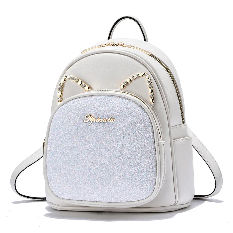 Diamond Sequin Women Backpack Rhinestone Lovely Cat