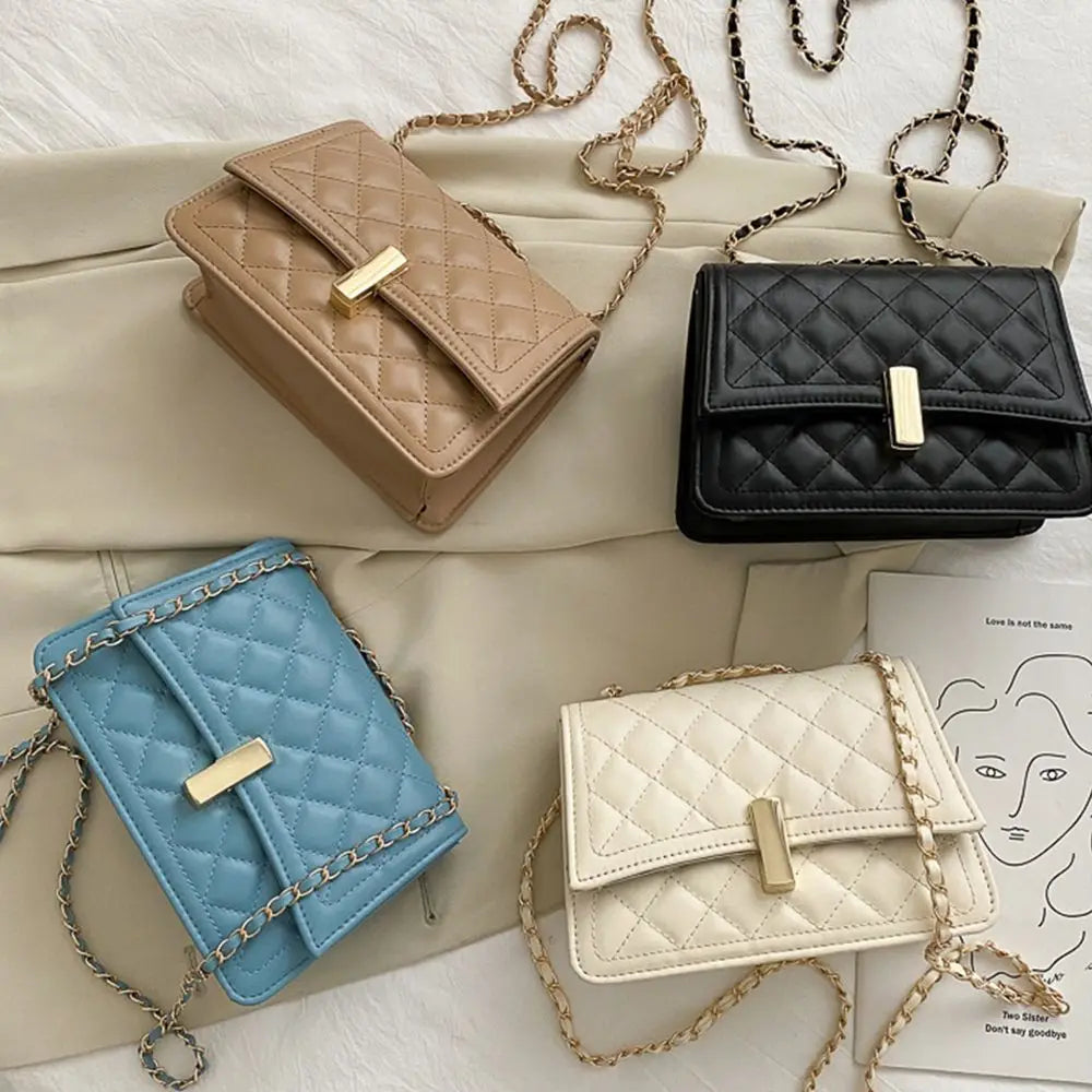 Diamond Shape Lattice Shoulder Bags PU Leather Women Crossbody Bag