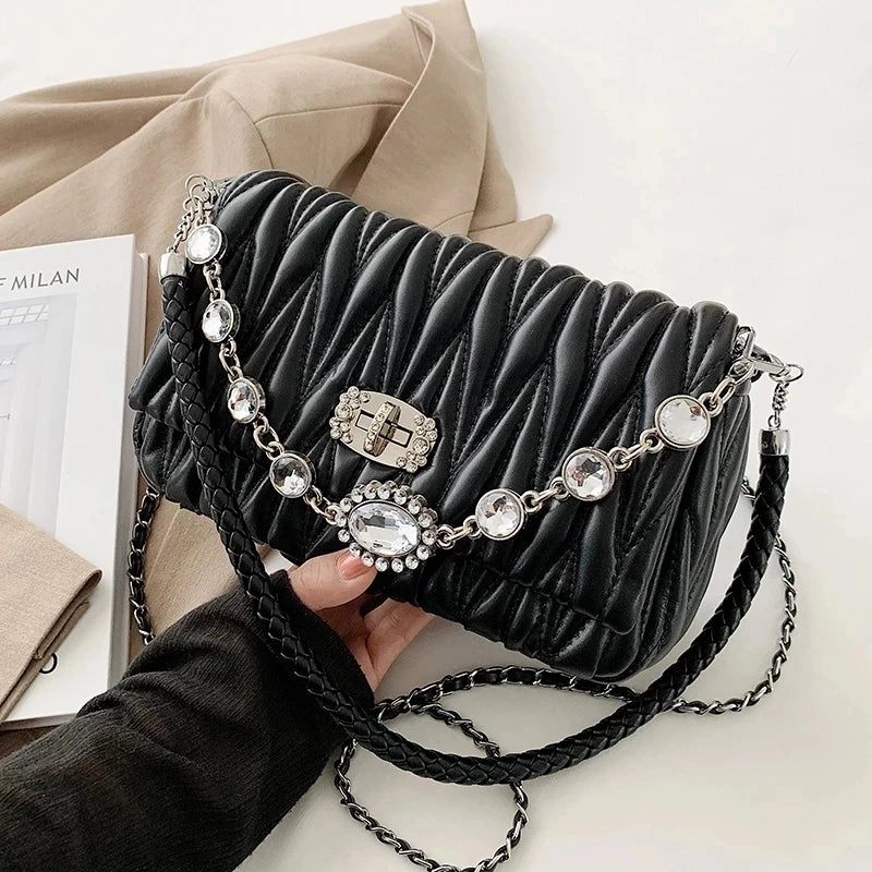 Diamond Small Crossbody Messenger Bag Chain Purses Handbags