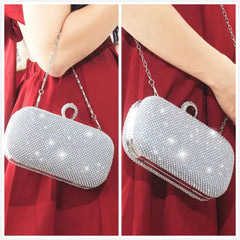 Diamond Studded Evening Bags Finger Ring Clutch
