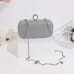 Diamond Studded Evening Bags Finger Ring Clutch
