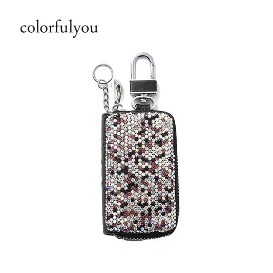 Diamond Women Car Key Bag PU Leather Keychain Car Key Case for Female