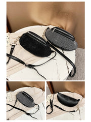 Diamond Women's Waist Bag Leather Belt Crossbody Chest Bag Female Fanny Pack