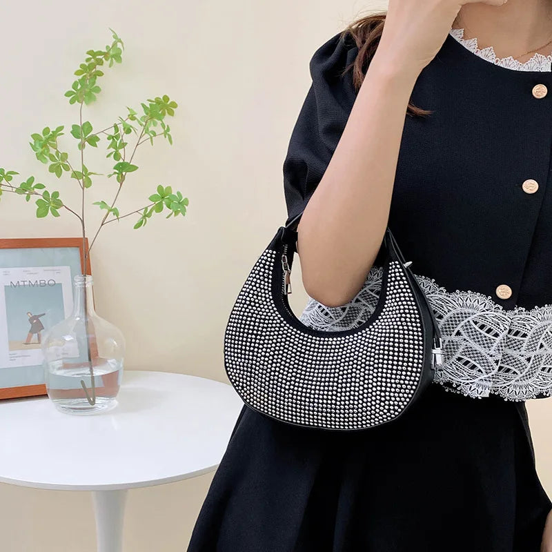 Diamond-Encrusted Underarm Bag for Women