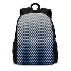 Geometric Diamond Gradient Silver Navy Travel School Backpack