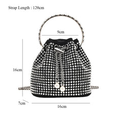 Crystal Bucket Bag Metal Handle Shoulder Messenger Bag