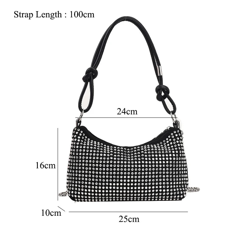 Diamonds Ladies Chains Shoulder Armpit Purses Women Hand Bags