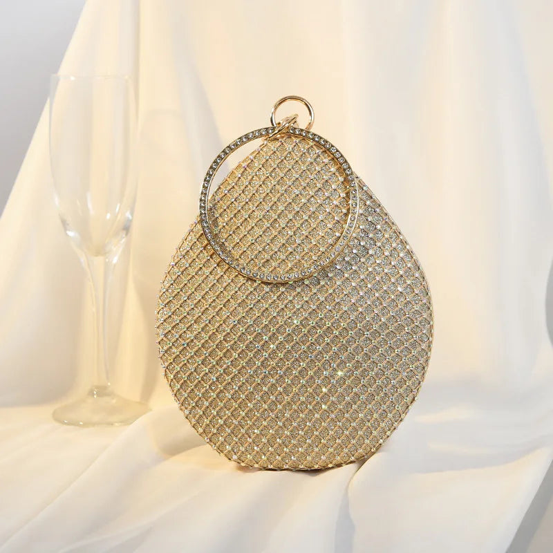 Diamonds Pattern Ring Totes Evening Bag Silver Wedding Lattice Rhinestone Bags