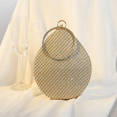 Diamonds Pattern Ring Totes Evening Bag Silver Wedding Lattice Rhinestone Bags