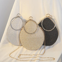 Diamonds Pattern Ring Totes Evening Bag Silver Wedding Lattice Rhinestone Bags