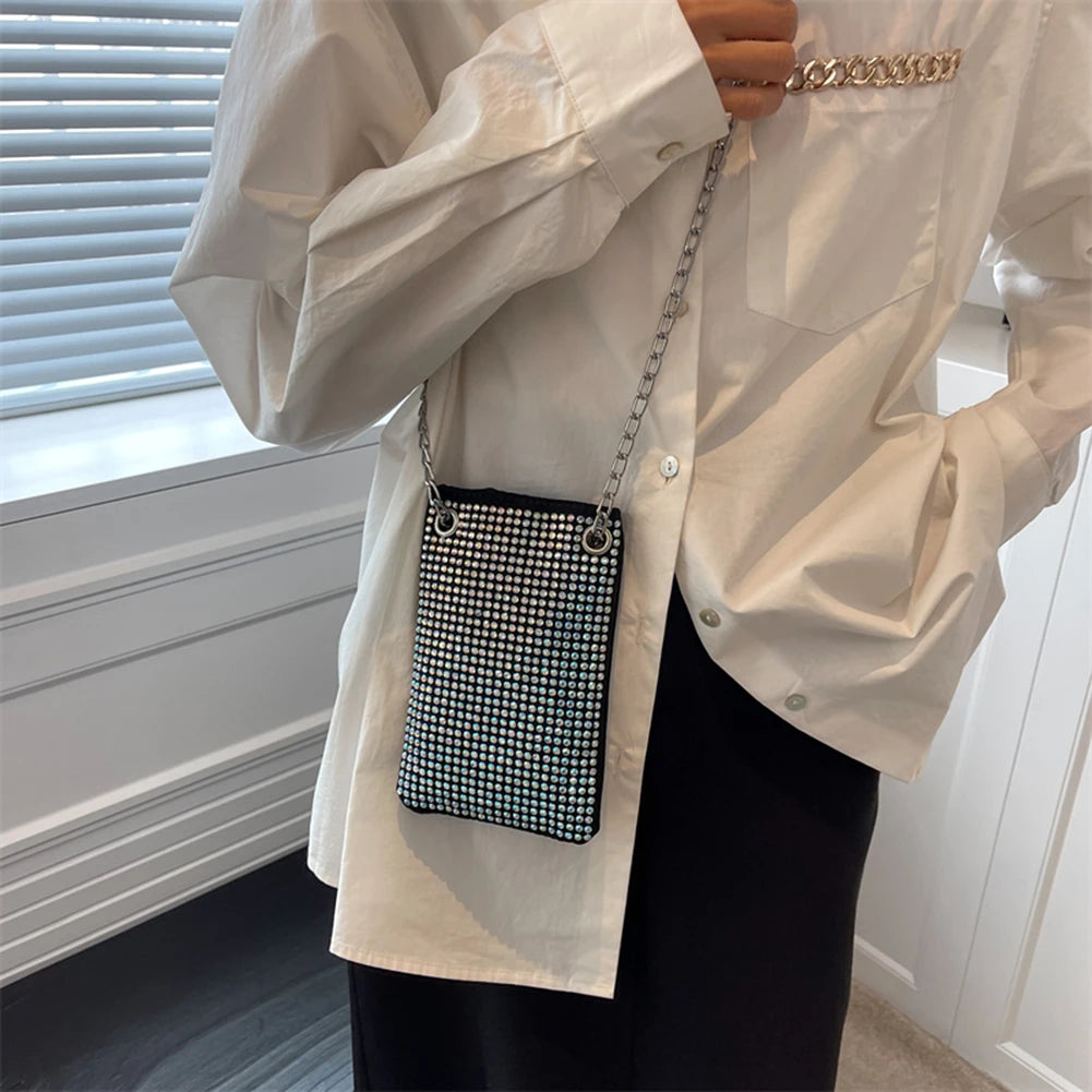 Bling Rhinestone Evening Party Clutch with Chain Strap