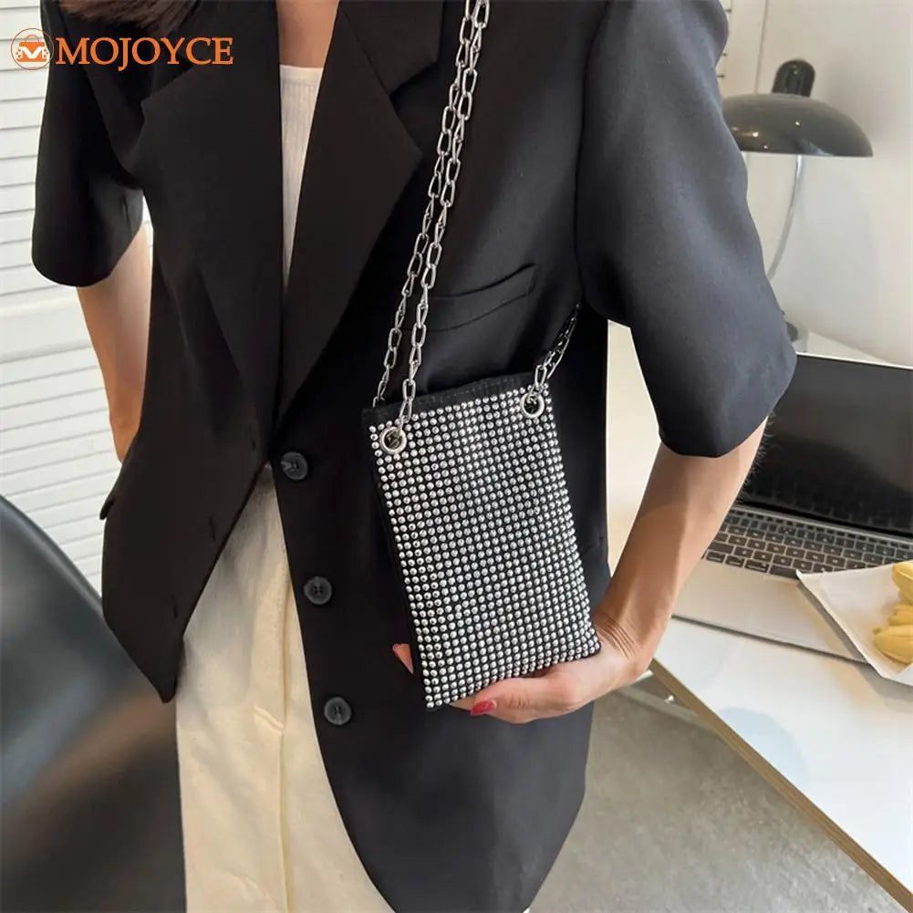 Bling Rhinestone Evening Party Clutch with Chain Strap