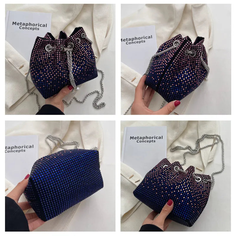 Diamonds Purses Mini Crossbody Bucket Shoulder Bag