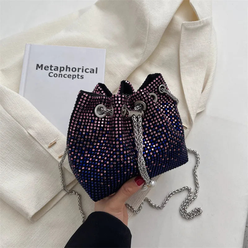 Diamonds Purses Mini Crossbody Bucket Shoulder Bag