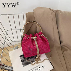 Diamonds Tassel Evening Clutch Bag Women Chain Metal Ring Handle