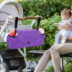 Stroller Organizer Stripe Nappy Bag with Basket Hook