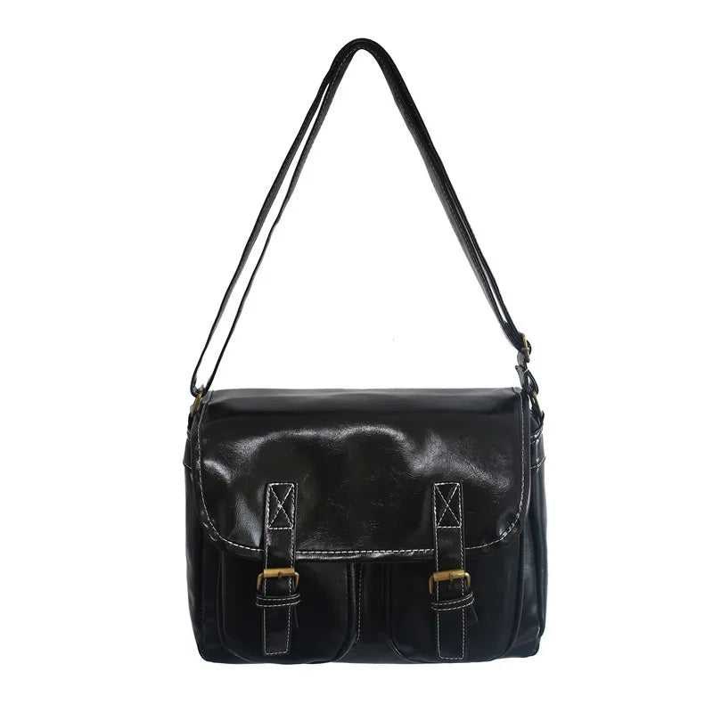 Oil Wax Leather Women Messenger Bag