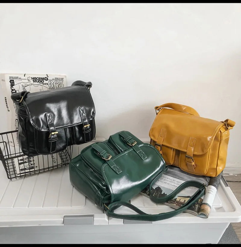 Oil Wax Leather Women Messenger Bag
