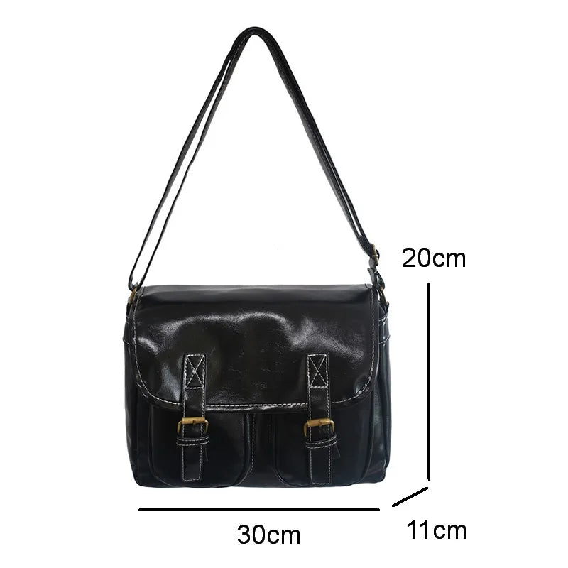 Oil Wax Leather Women Messenger Bag
