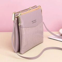 Crocodile Pattern Women Crossbody Bag Mini Shoulder Bag Double Layer Lady Purse