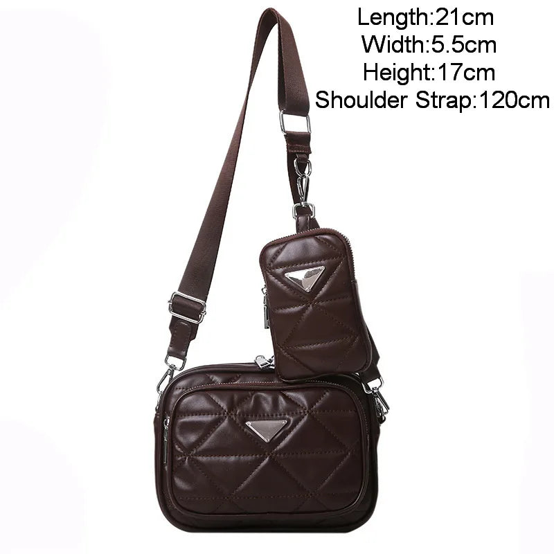 Diamond Lattice Crossbody Bag for Women with Wide Strap
