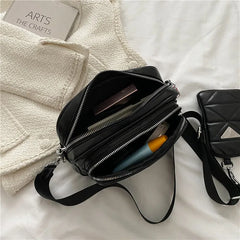 Diamond Lattice Crossbody Bag for Women with Wide Strap