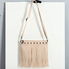 Soft PU Leather Shoulder Bag Women Rivet Tassel Messenger Bag